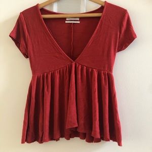 V neck burnt orange Urban Outfitters top